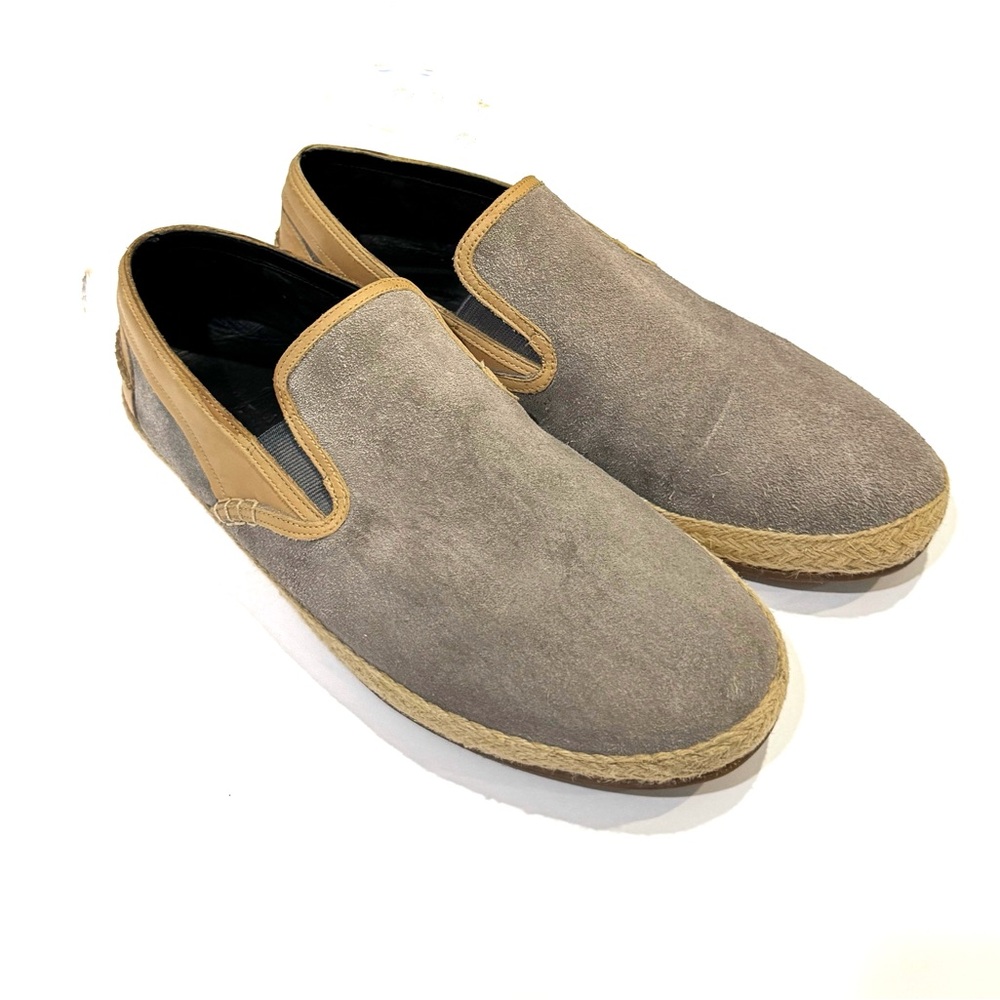 Cole Haan Loafer Shoes Mens 12W Gray Tan Suede Leather Loafers Slip On 12 Wide